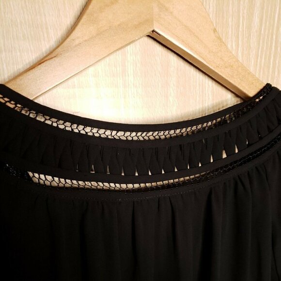 Daniel Rainn Womens Black Flowy Blouse With Boho Neckline Small - Picture 5 of 8